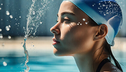 Obraz premium Portrait of a young girl swimmer.