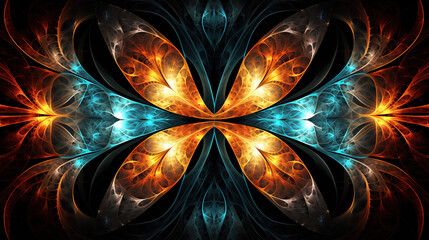 Macro closeup of Butterflies fractal flower, digital artwork for creative graphic design.  - obrazy, fototapety, plakaty