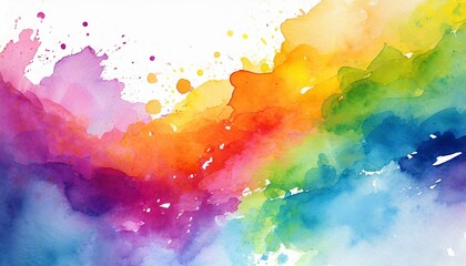 Ethereal Rainbows: Creative Paint Splashes in a Watercolor Banner"