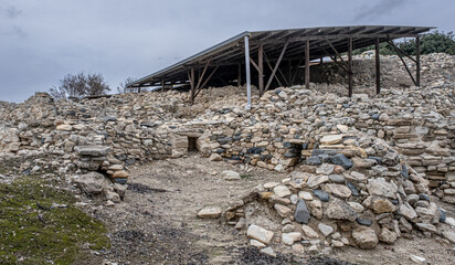 Choirokoitia Neolithic Settlement archeological site, a UNESCO World Heritage Site, located near Choirokoitia village in Larnaca district, Cyprus 