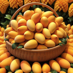 A basket of mangoes in the jungle