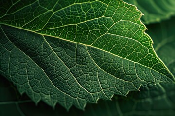Fototapeta premium Macro of green leaves Generated by AI
