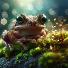 A frog sitting on a rock