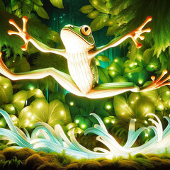 A frog sitting on a rock