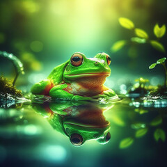 A frog sitting on a rock