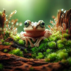 A frog sitting on a rock