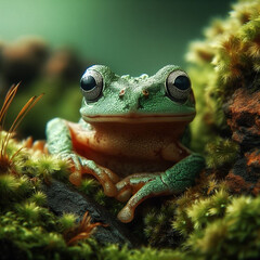 A frog sitting on a rock
