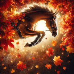 A horse running in a field