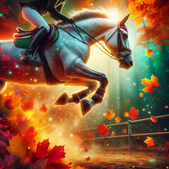 A horse running in a field