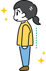 姿勢が良い横向きの私服の女性