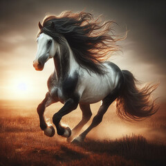 A horse running in a field