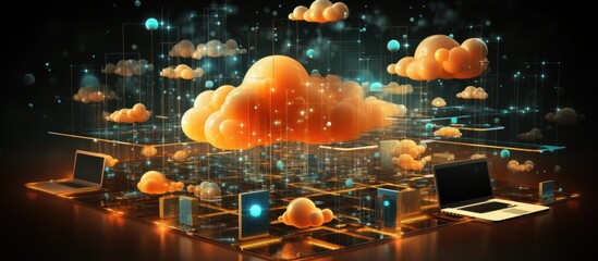 data transfer cloud computing technology - obrazy, fototapety, plakaty