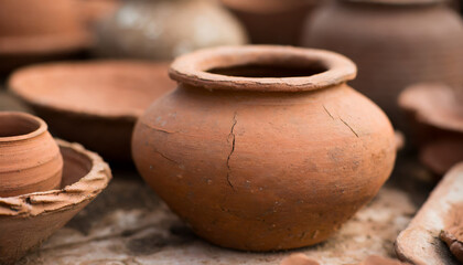 Fototapeta na wymiar Authentic, antique clay pot.