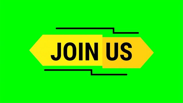 Join Us Motion Video In Yellow Rectangle Shape On Green Screen Background For Promotion Business Marketing Social Media Announcement

