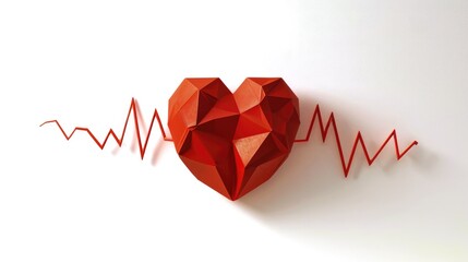 Intricate papercraft depicting a heartbeat with an internal pulse, Ai Generated