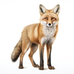 An image of a fox, distinct and prominent against a white backdrop, Ai Generated