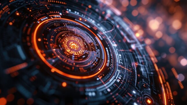 Animated shield and scope data processing on a dark backdrop, Ai Generated - Powered by Adobe