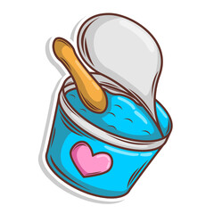 Ice cream cute cartoon doodle hand draw illustration art