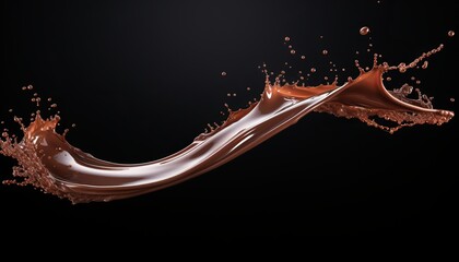 Title dark chocolate wave splash, abstract cocoa background for food and beverage design