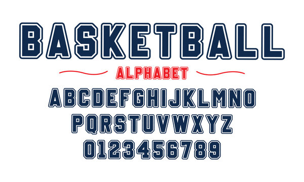 Editable typeface vector. Basketball sport font in american style for football, baseball or basketball logos and t-shirt.