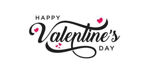 Happy Valentines Day typography poster with handwritten calligraphy text, isolated on white background. © klik_art