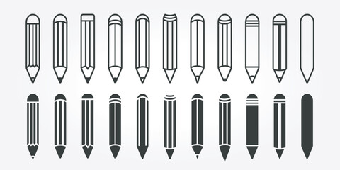 Set Bundle Vector Collection of Pencil Icon Logo Templates. Stationary School Illustration Design