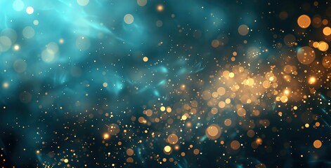 Abstract background with Dark blue and gold particle. Christmas Golden light shine particles bokeh on navy blue background. Holiday concept