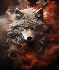 Beautiful Swirling Smoke Wolf