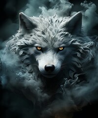 Beautiful Swirling Smoke Wolf