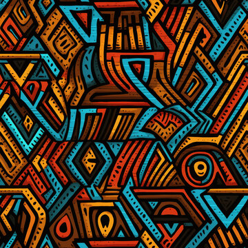 African Pattern Barkcloth Afro Art