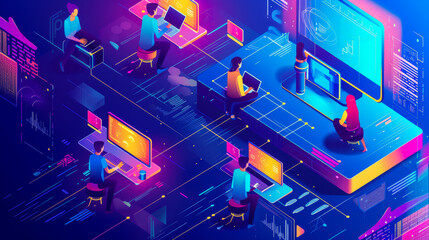 Abstract illustration representing the benefits of ed tech and online learning technologies in society