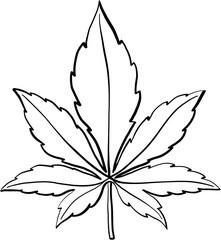 simplicity cannabis leaf freehand drawing