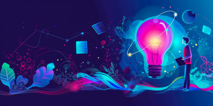 Abstract illustration representing the benefits of ed tech and online learning technologies in society