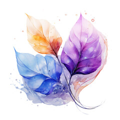 Magical watercolor leaves fall summer spring illustration