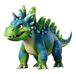 3D illustration cartoon animal dinosaur, cute dino character toy, with transparent background, generative ai