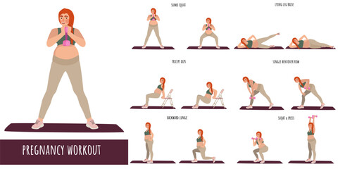 Young pregnant woman fitness workout set