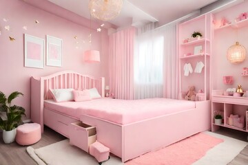 pink bedroom with bed for child