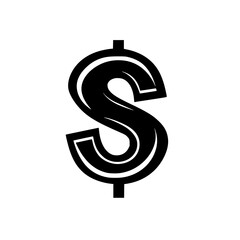 Logo Dollar Money Black and White Silhouette Vector SVG Laser Cut T- Shirt Design Print Generative AI