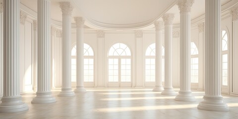 Classic room with white column. - obrazy, fototapety, plakaty