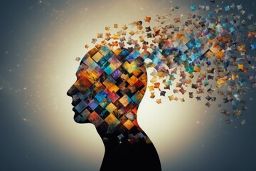 Human brain deep learning memory processes. Long-term memory stores information, short-term memory...