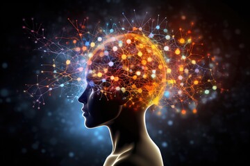 Obraz premium Human brain deep learning memory processes. Long-term memory stores information, short-term memory handles stimuli. Mind processes information through firing of neurons, MRI Scan, Studying and Reading