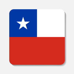 Flag of Chile flat icon. Square vector element with shadow.