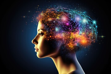 Human brain deep learning memory processes. Long-term memory stores information, short-term memory...
