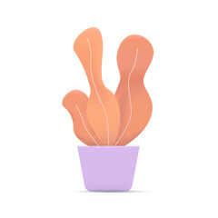 3D House Plant in a Pot Isolated on White Background. Gardening Concept. Realistic Vector Illustration. Cartoon Minimal Style.