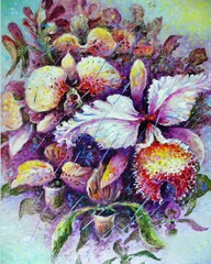 Obraz premium hand painted original impressionism oil painting abstract color petal orchid flower 