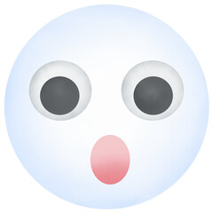 Cute cartoon face emoji, blue, chubby.