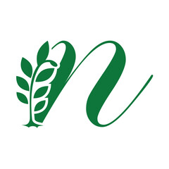 floral letter N logo template
