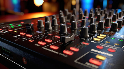 Close - up photo of a DJ mixer