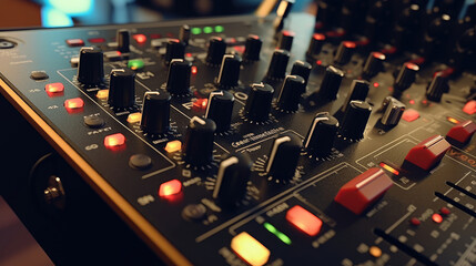 Close - up photo of a DJ mixer