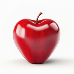 Heart shaped apple. Happy Valentine's Day. Red apple isolated object on white background. Artificial intelligence